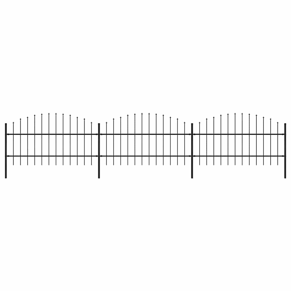 Garden Fence with Spear Top Steel 537x100 cm Black