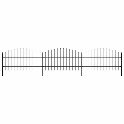 Garden Fence with Spear Top Steel 537x100 cm Black