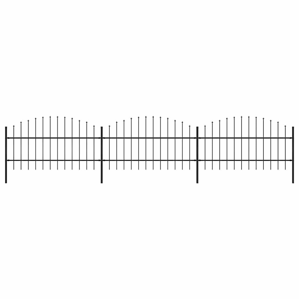 Garden Fence with Spear Top Steel 504x100 cm Black