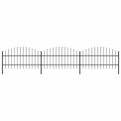 Garden Fence with Spear Top Steel 504x100 cm Black