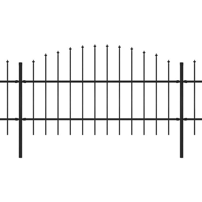 Garden Fence with Spear Top Steel 537x100 cm Black