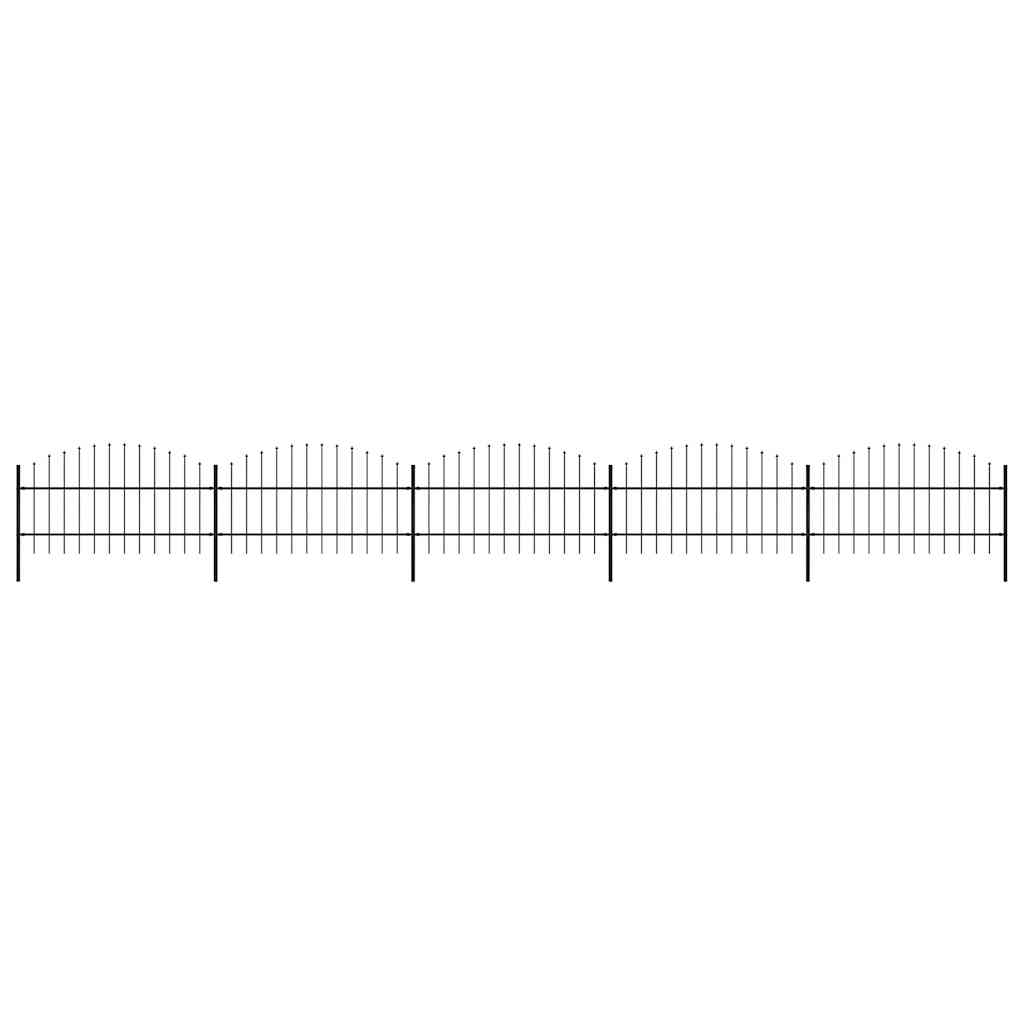 Garden Fence with Spear Top Steel 892.5x100 cm Black