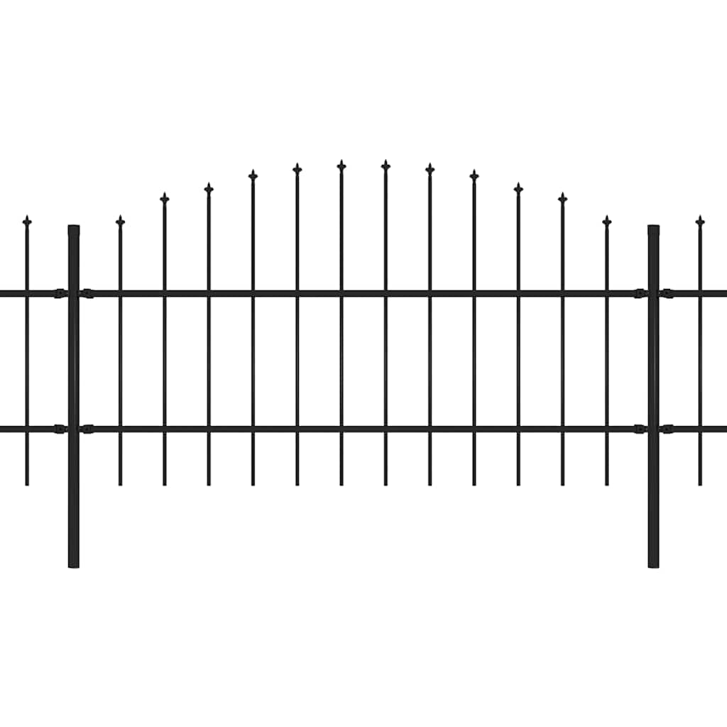 Garden Fence with Spear Top Steel 1070x100 cm Black