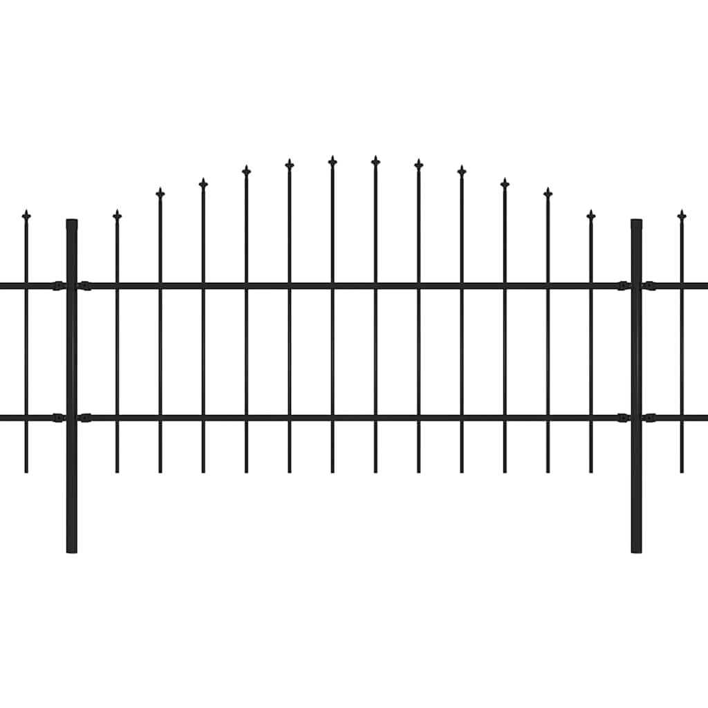 Garden Fence with Spear Top Steel 1248x100 cm Black