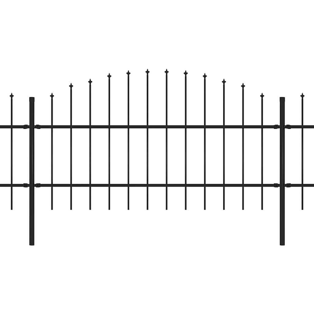 Garden Fence with Spear Top Steel 1506x100 cm Black
