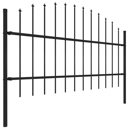 Garden Fence with Spear Top Steel 1781.5x100 cm Black