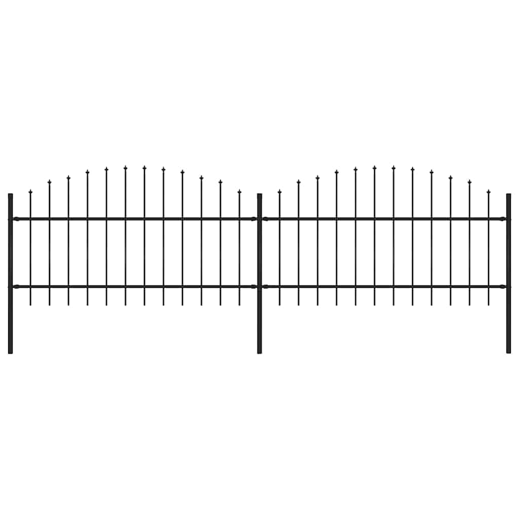 Garden Fence with Spear Top Steel 337x125 cm Black