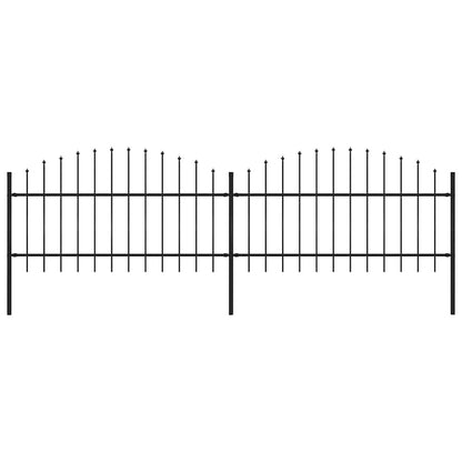 Garden Fence with Spear Top Steel 337x125 cm Black