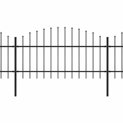Garden Fence with Spear Top Steel 337x125 cm Black