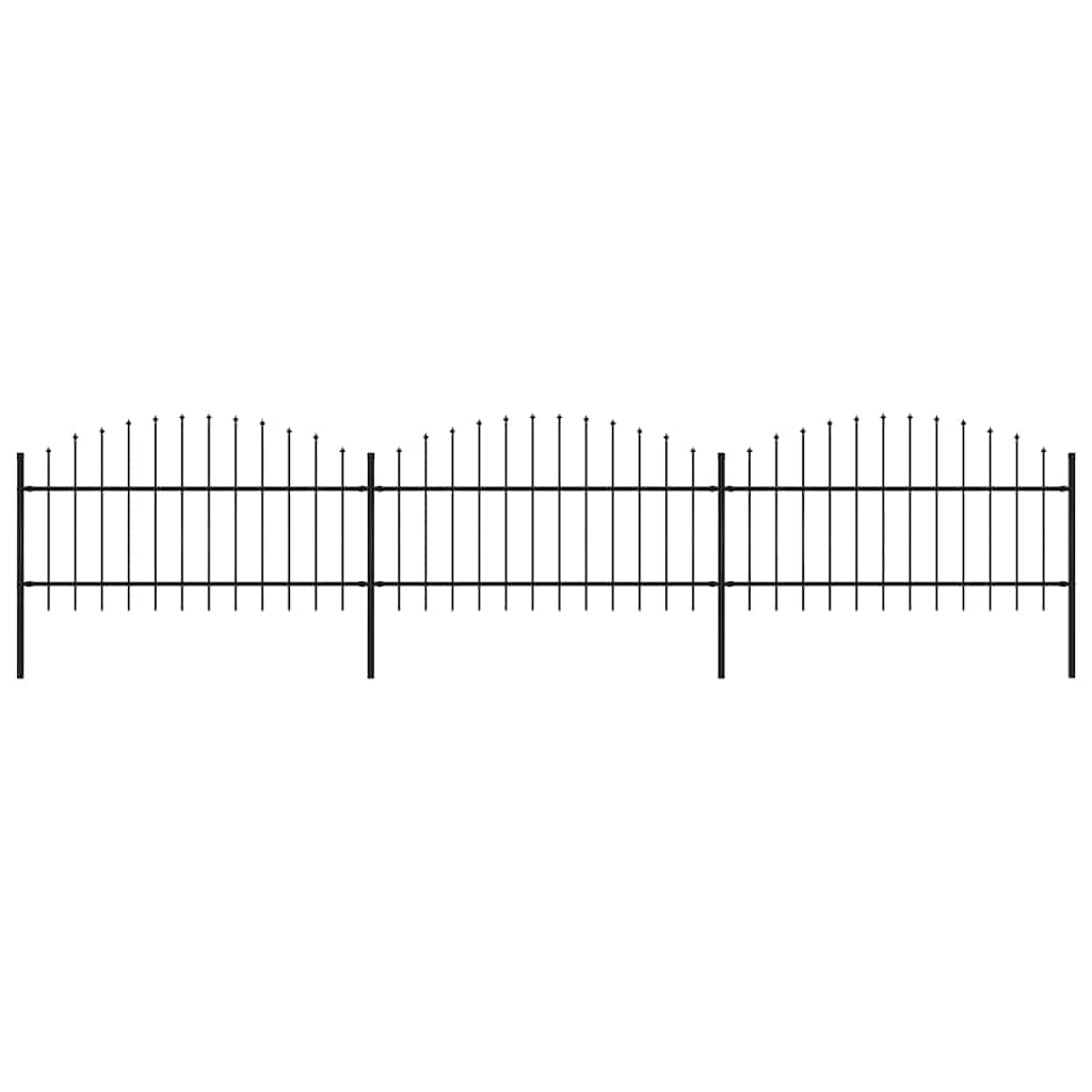Garden Fence with Spear Top Steel 537x125 cm Black