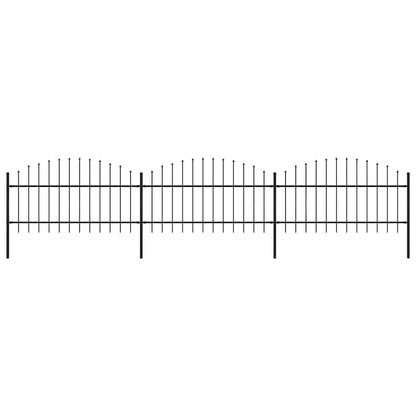 Garden Fence with Spear Top Steel 537x125 cm Black