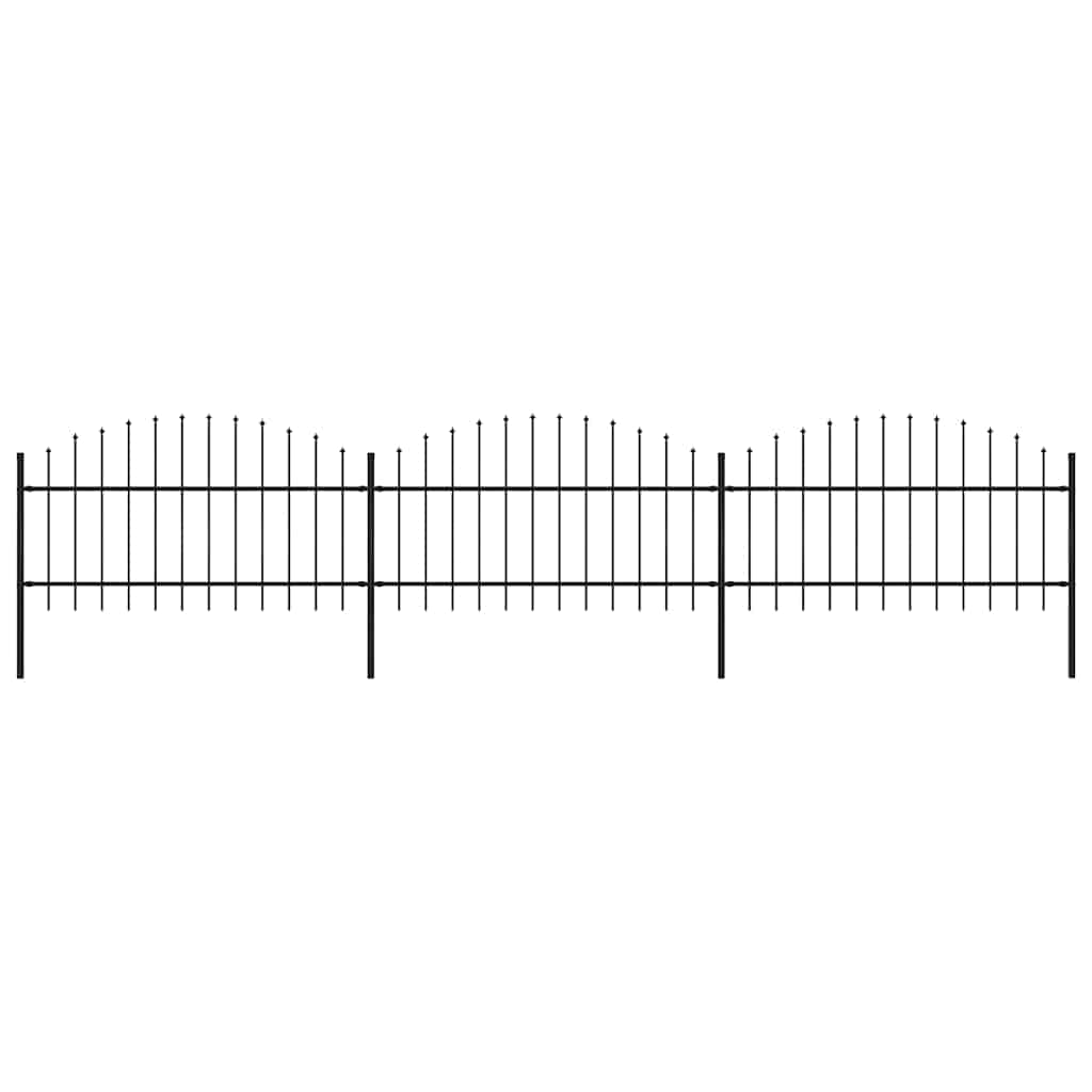 Garden Fence with Spear Top Steel 504x125 cm Black
