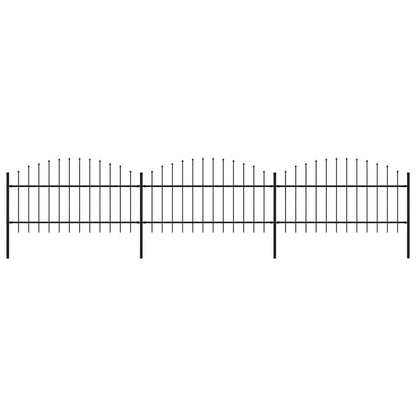 Garden Fence with Spear Top Steel 504x125 cm Black