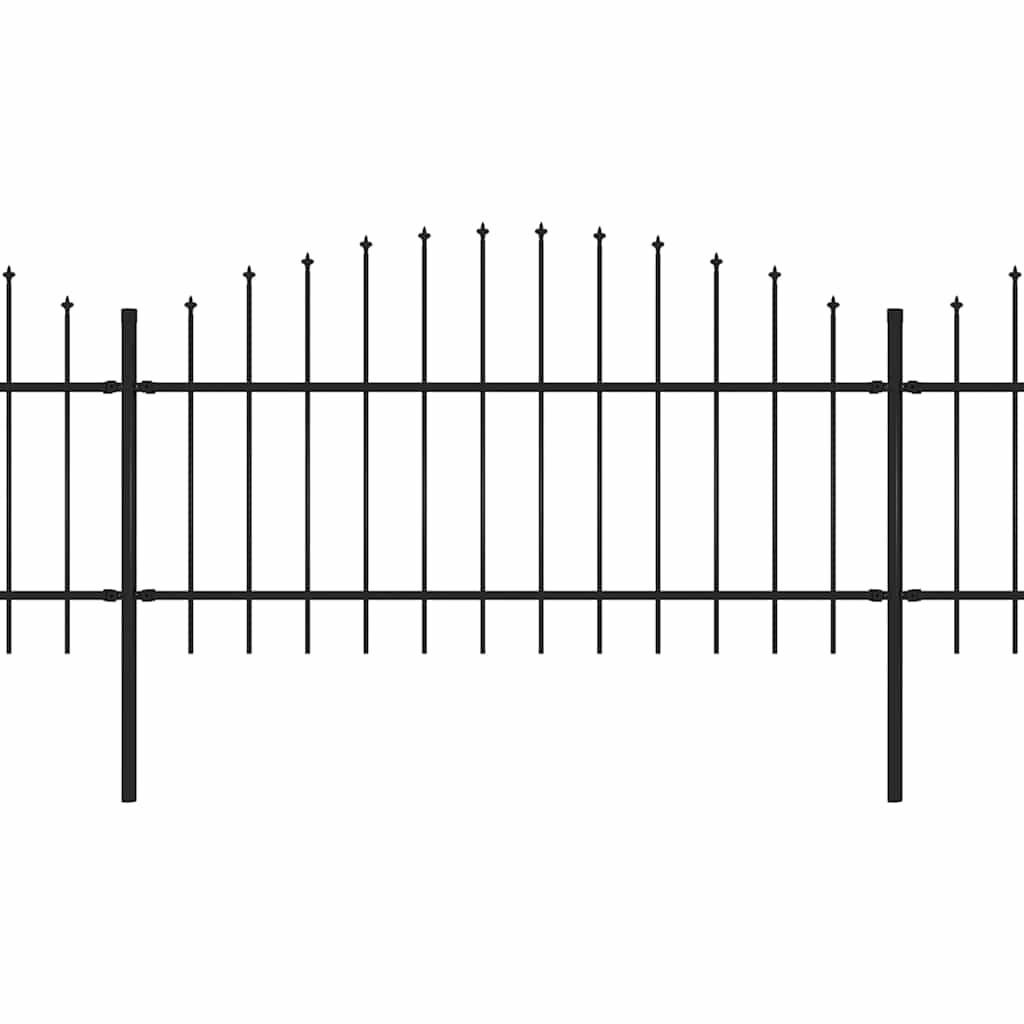 Garden Fence with Spear Top Steel 504x125 cm Black