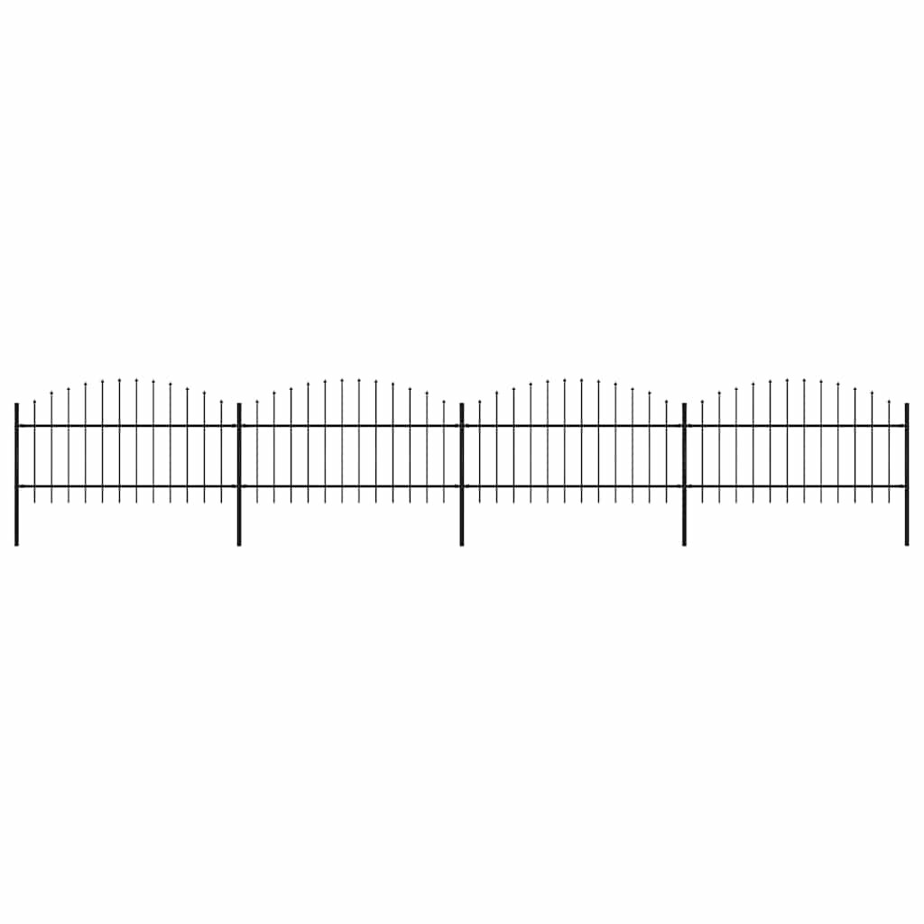 Garden Fence with Spear Top Steel 714.5x125 cm Black