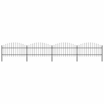 Garden Fence with Spear Top Steel 714.5x125 cm Black