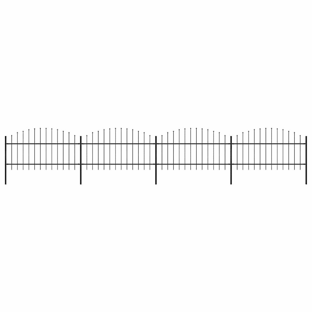 Garden Fence with Spear Top Steel 671x125 cm Black