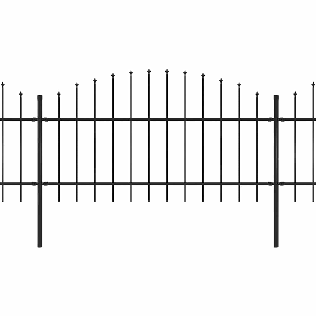 Garden Fence with Spear Top Steel 671x125 cm Black