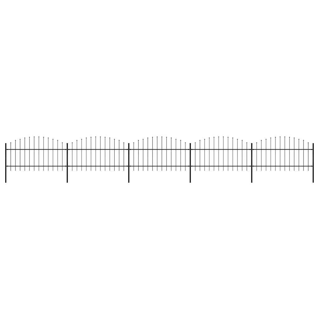Garden Fence with Spear Top Steel 838x125 cm Black