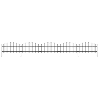Garden Fence with Spear Top Steel 838x125 cm Black