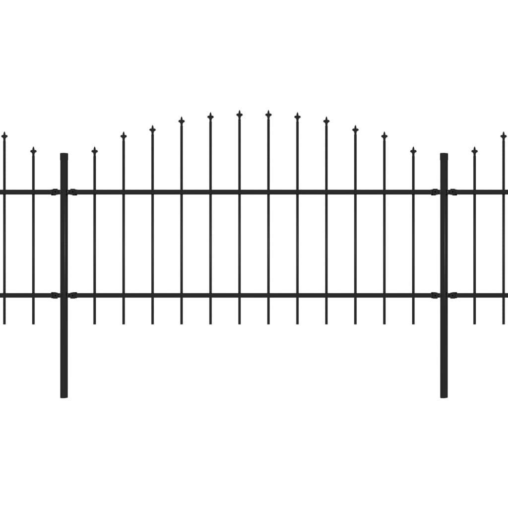 Garden Fence with Spear Top Steel 892.5x125 cm Black