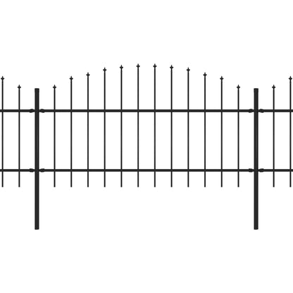 Garden Fence with Spear Top Steel 892.5x125 cm Black