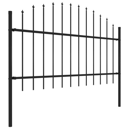 Garden Fence with Spear Top Steel 892.5x125 cm Black