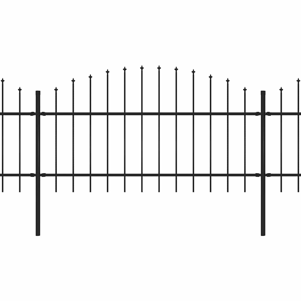 Garden Fence with Spear Top Steel 1005x125 cm Black