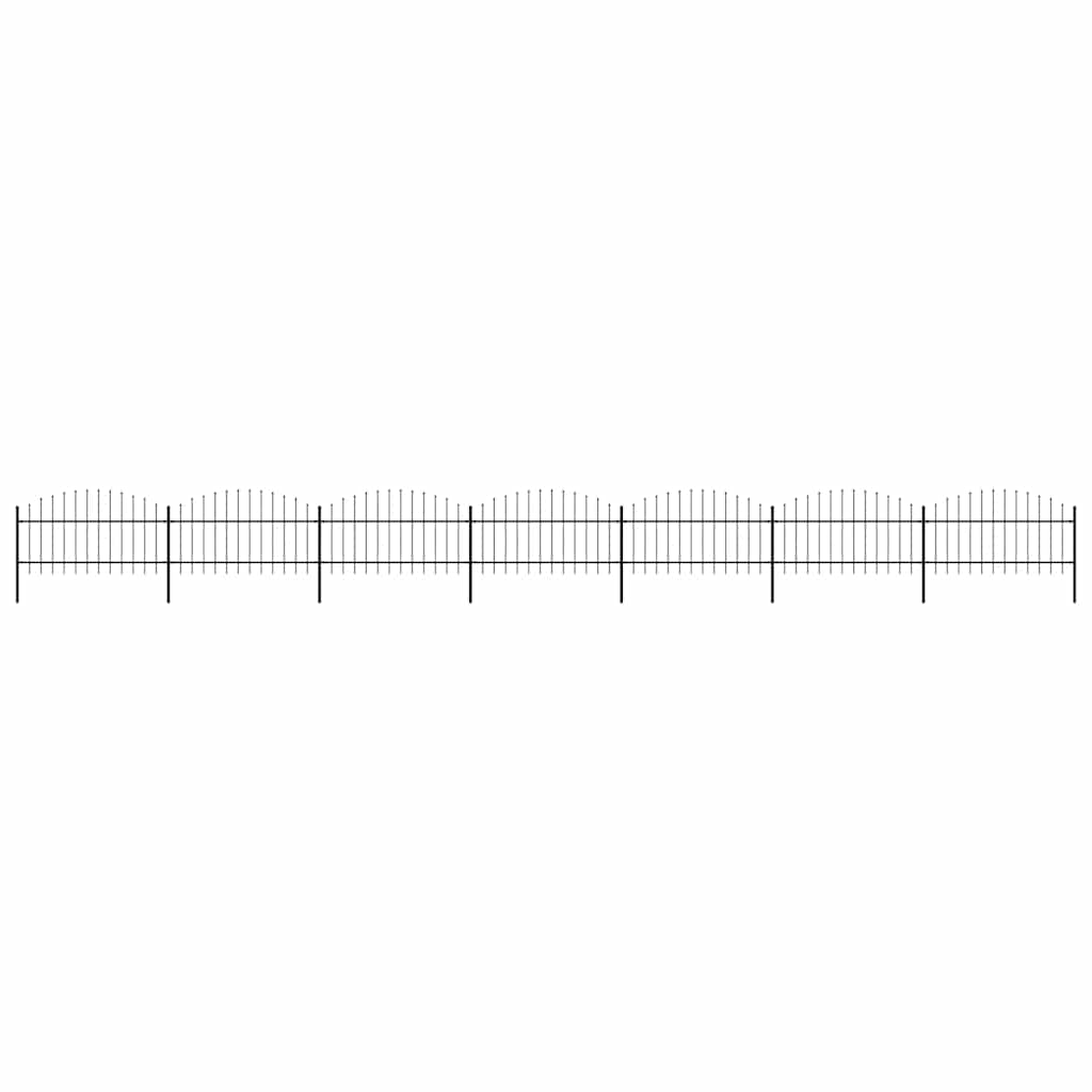 Garden Fence with Spear Top Steel 1230x125 cm Black