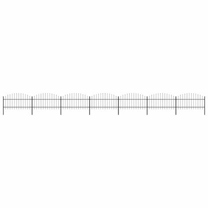 Garden Fence with Spear Top Steel 1230x125 cm Black