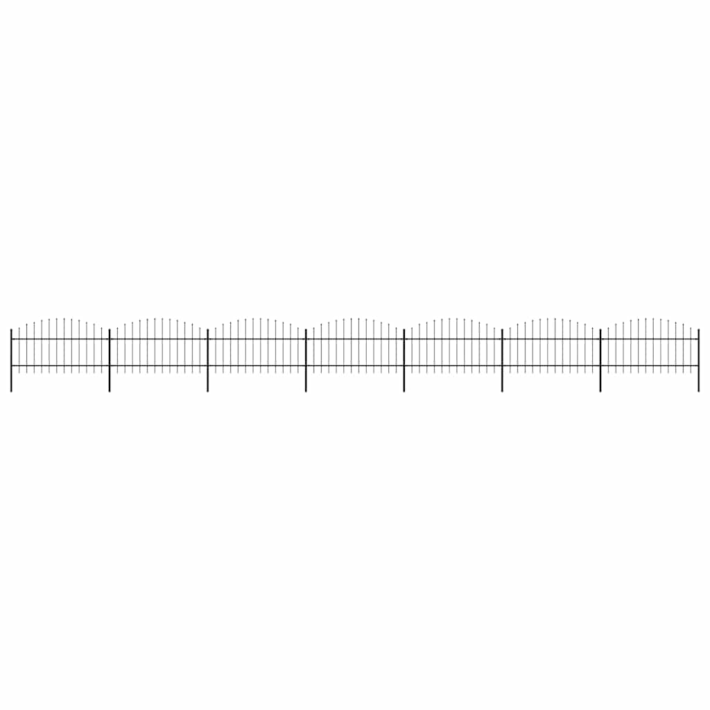 Garden Fence with Spear Top Steel 1172x125 cm Black