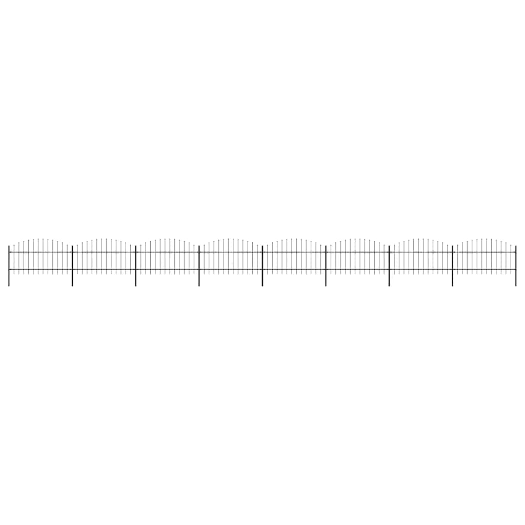Garden Fence with Spear Top Steel 1339x125 cm Black
