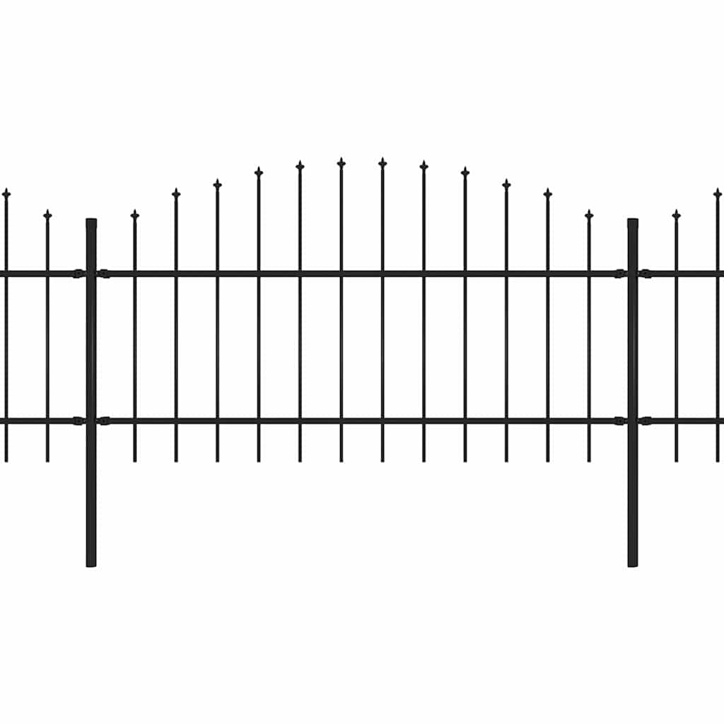 Garden Fence with Spear Top Steel 1339x125 cm Black