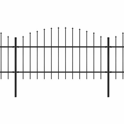 Garden Fence with Spear Top Steel 1339x125 cm Black