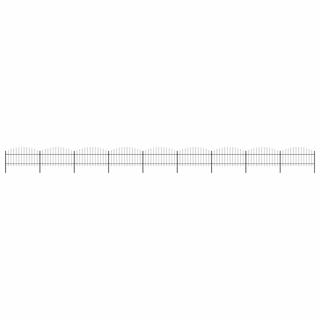 Garden Fence with Spear Top Steel 1580x125 cm Black