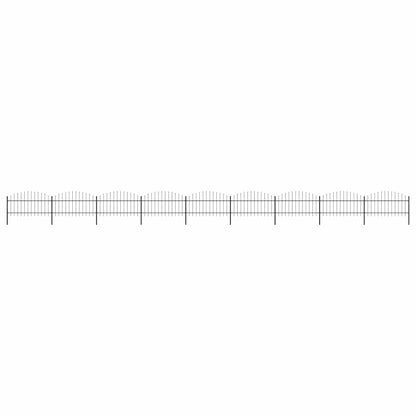 Garden Fence with Spear Top Steel 1580x125 cm Black
