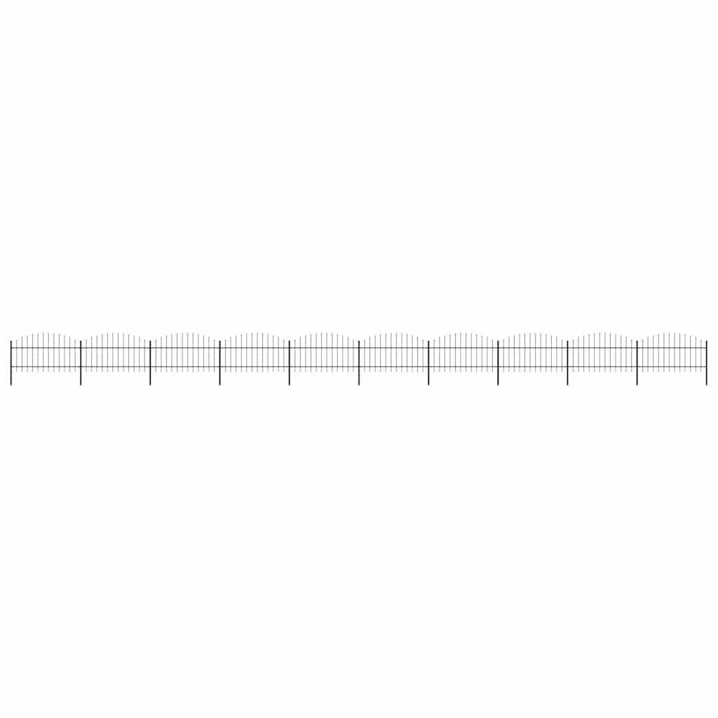 Garden Fence with Spear Top Steel 1673x125 cm Black