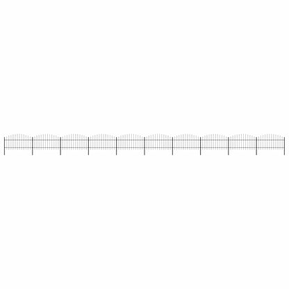 Garden Fence with Spear Top Steel 1673x125 cm Black