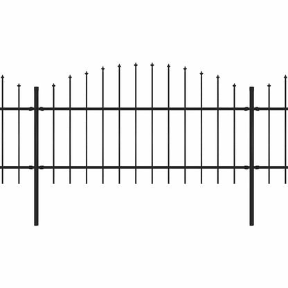 Garden Fence with Spear Top Steel 1673x125 cm Black