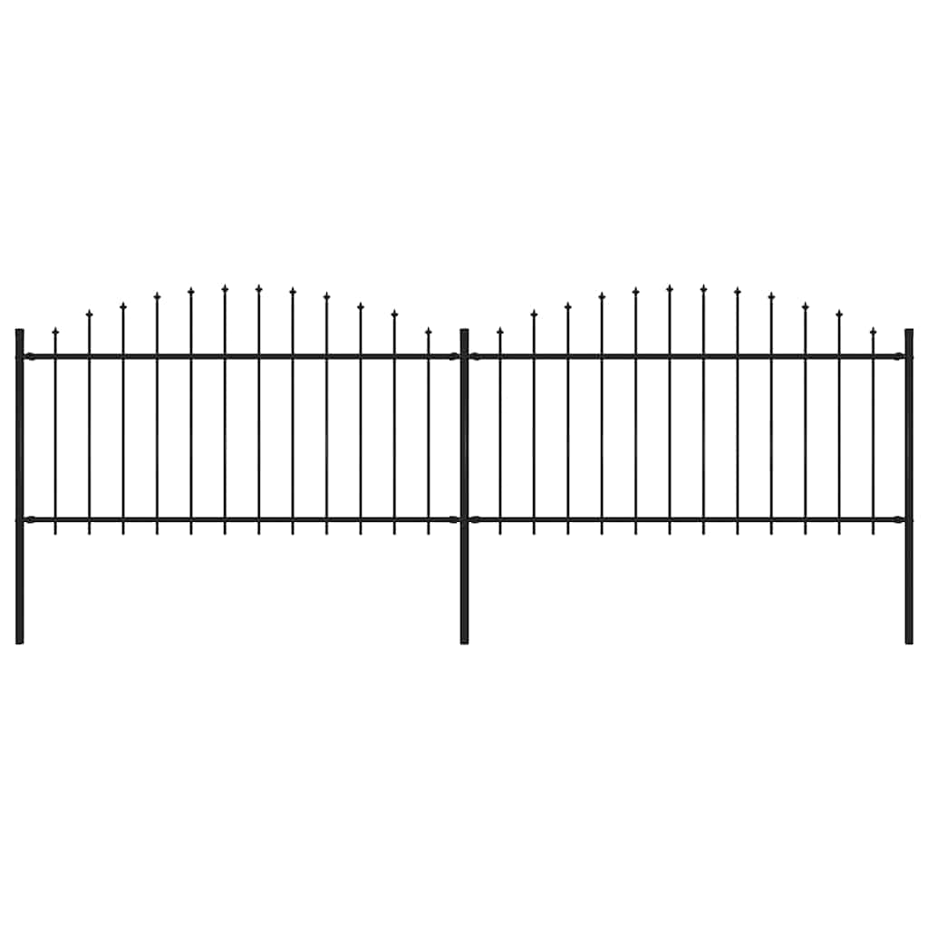 Garden Fence with Spear Top Steel 359x150 cm Black