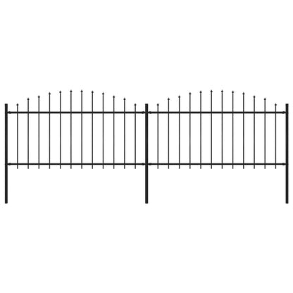 Garden Fence with Spear Top Steel 359x150 cm Black