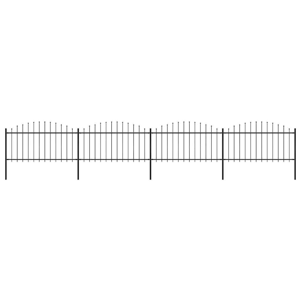 Garden Fence with Spear Top Steel 714.5x150 cm Black