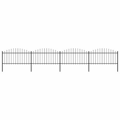 Garden Fence with Spear Top Steel 714.5x150 cm Black