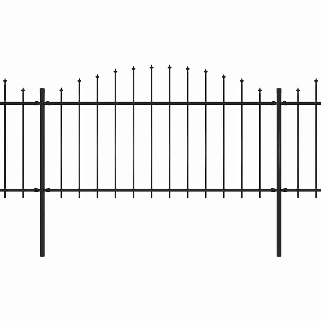 Garden Fence with Spear Top Steel 892.5x150 cm Black