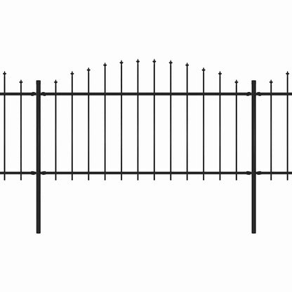 Garden Fence with Spear Top Steel 892.5x150 cm Black