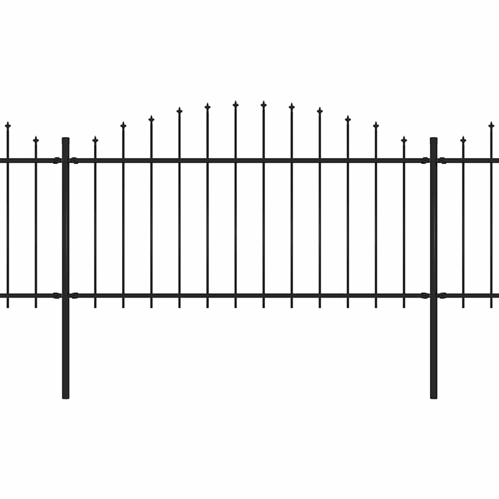 Garden Fence with Spear Top Steel 1070x150 cm Black