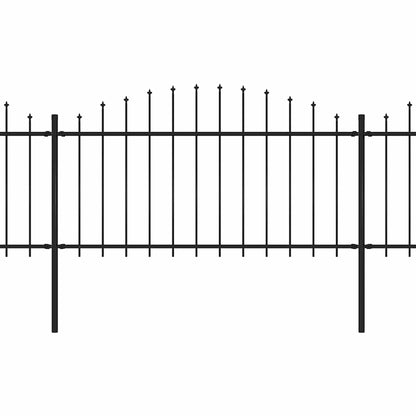 Garden Fence with Spear Top Steel 1248x150 cm Black