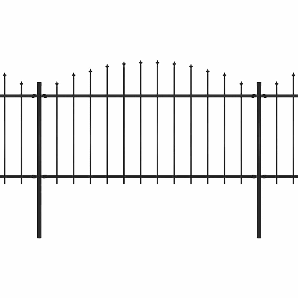 Garden Fence with Spear Top Steel 1426x150 cm Black