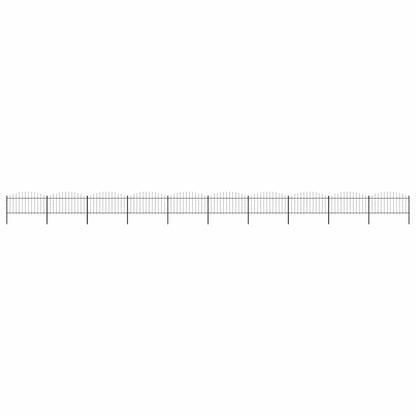 Garden Fence with Spear Top Steel 1781.5x150 cm Black