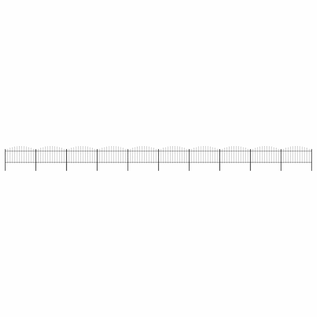 Garden Fence with Spear Top Steel 1673x150 cm Black